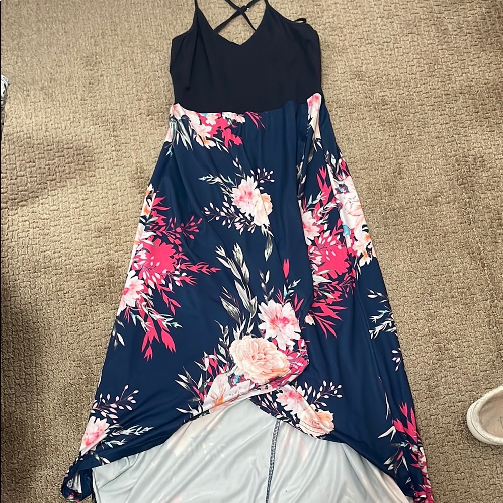 Floral Navy and Pink Dress